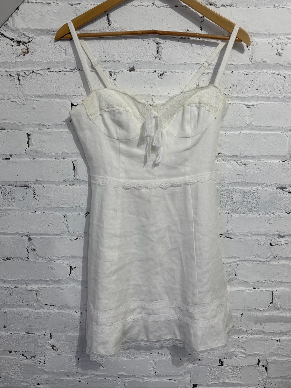 Reformation Arya White Linen Lace Corset Mini Dress Bridal Engagement Size 4 - Picture 8 of 15